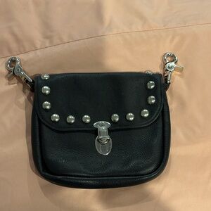 Black Studded Leather belt Bag